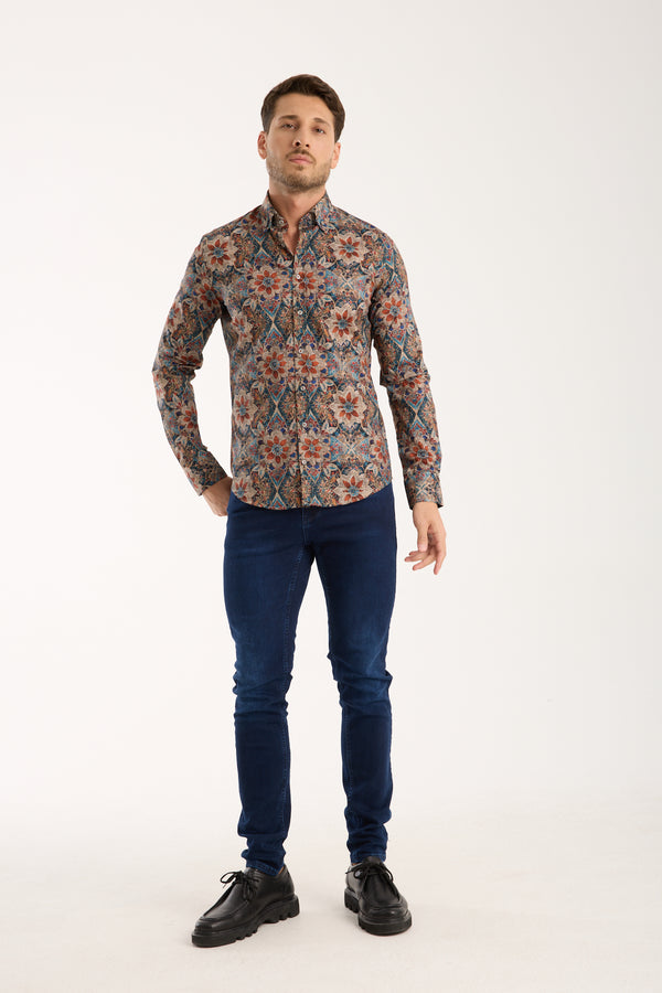 Camisa Hombre Leonardo Sport Popelin Stretch Azul Azul