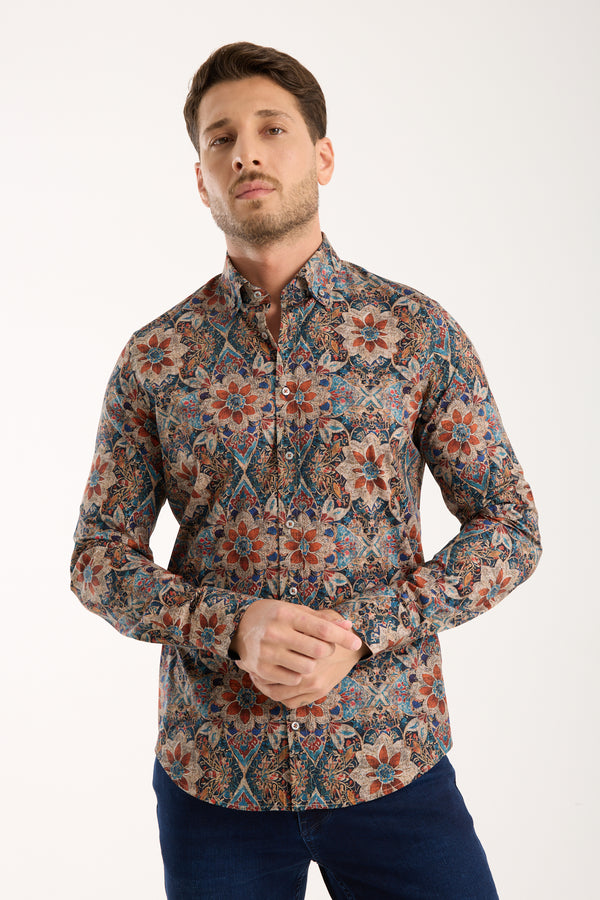 Camisa Hombre Leonardo Sport Popelin Stretch Azul Azul