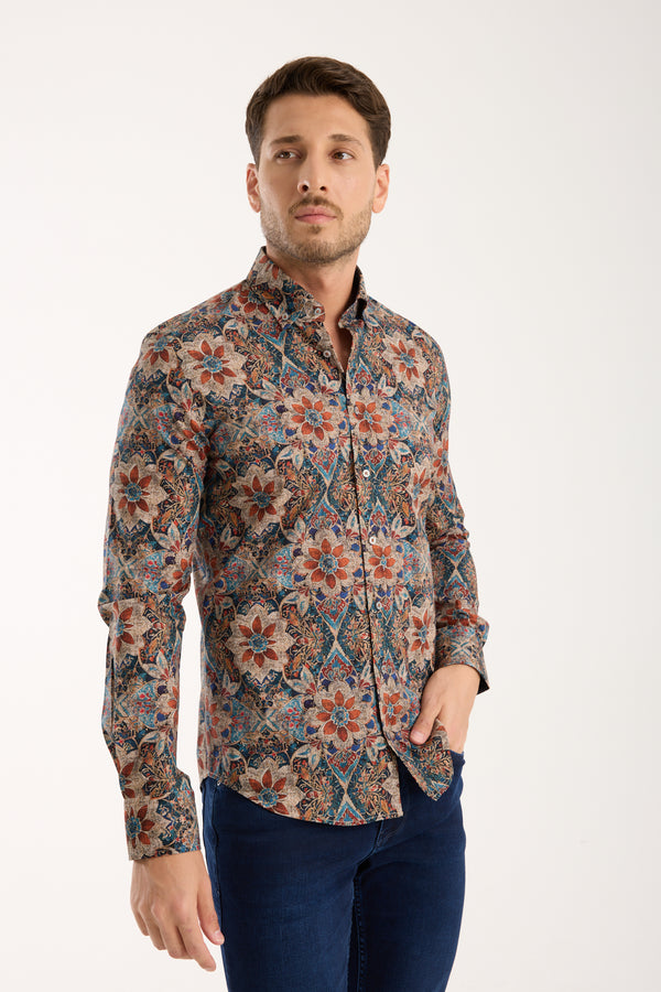 Camisa Hombre Leonardo Sport Popelin Stretch Azul Azul