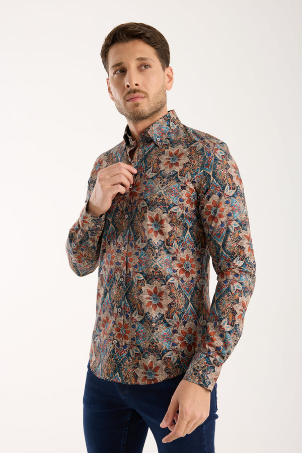 Camisa Hombre Leonardo Sport Popelin Stretch Azul Azul