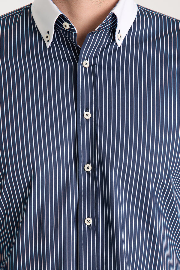 Sport Poplin Stretch Man Shirt Blue White