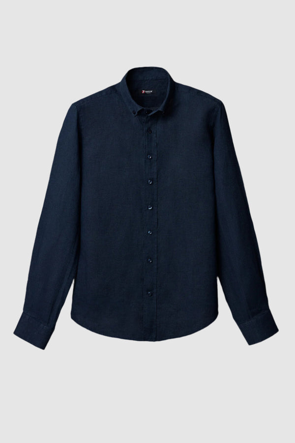 Leonardo Essentials Linen Man Shirt Blue