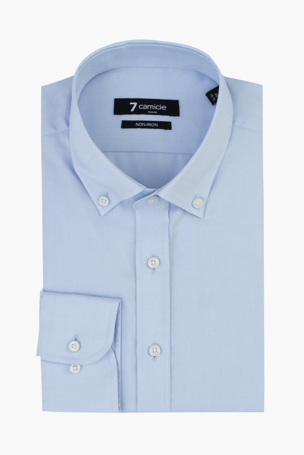 Camicia Uomo Leonardo Oxford Celeste No Stiro