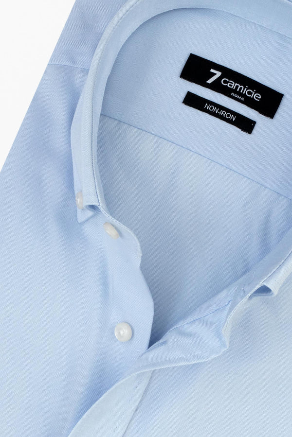 Camisa Hombre Leonardo Oxford Azul Claro Sin plancha