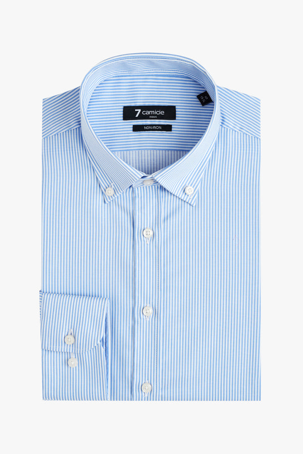 Leonardo Herren Hemd Popelin Weiss Blau Buegelfreie