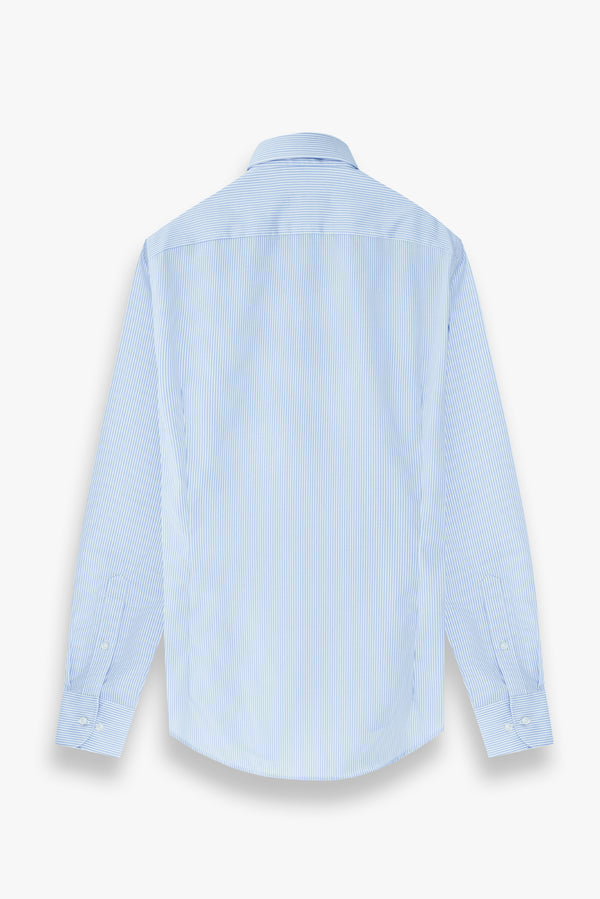 Leonardo Herren Hemd Popelin Weiss Blau Buegelfreie