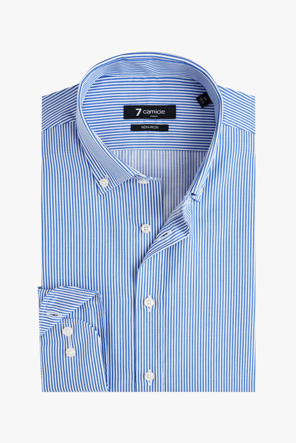 Leonardo Essentials Poplin Man Shirt Blue White Non Iron