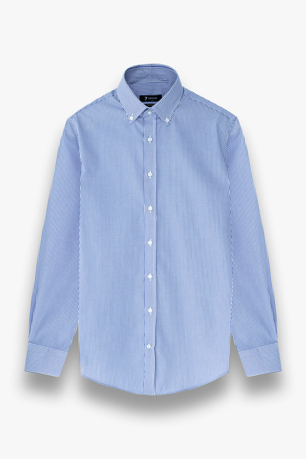 Leonardo Essential Poplin Man Shirt Blue White Non Iron