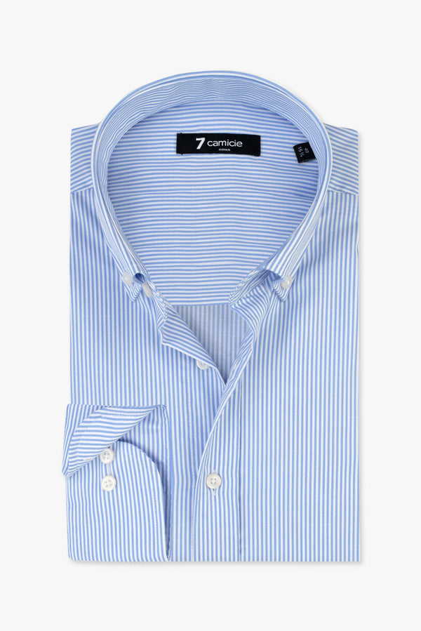 Leonardo Essentials Poplin Man Shirt White Light Blue Non Iron