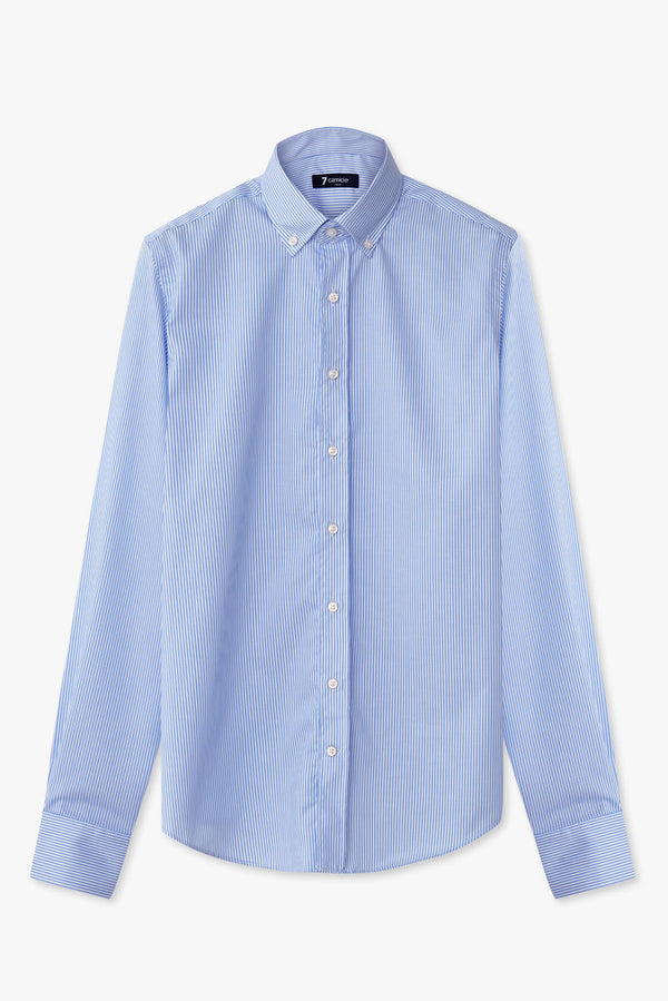 Leonardo Essentials Poplin Man Shirt White Light Blue Non Iron