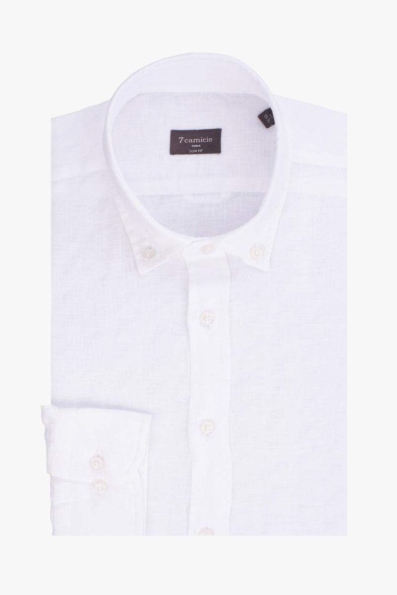 Camicia Uomo In Lino E Cotone Cromoncent, Manica Lunga Con Bottoni, Bianco, Taglia 3XL (55% Lino, 46% Cotone) - 2