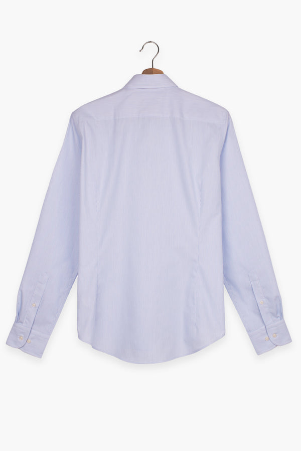 Camicia Uomo Leonardo Essential Popelin Bianco Celeste No Stiro