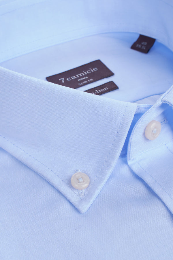 Camicia Uomo Leonardo Essential Popelin Celeste No Stiro