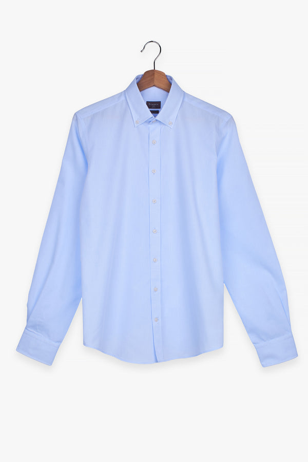 Camicia Uomo Leonardo Essential Popelin Celeste No Stiro