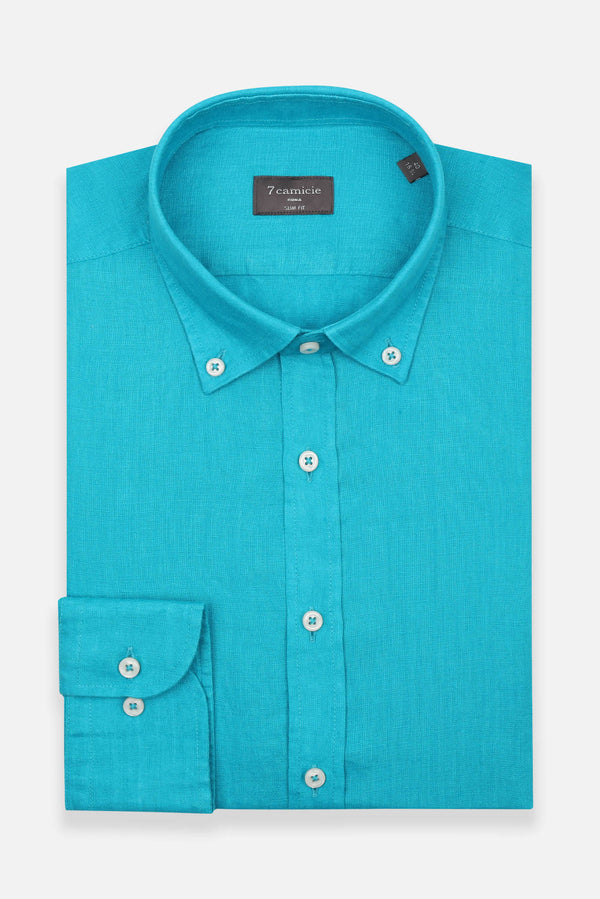 Leonardo Essential Herren Hemd Leinen Hellblau
