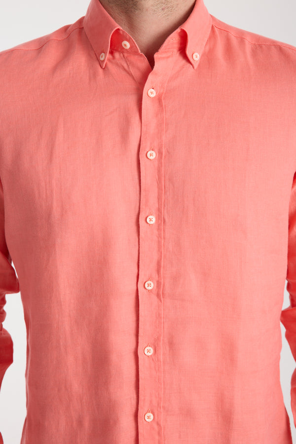 Camisa Hombre Leonardo Essential Lino Rojo