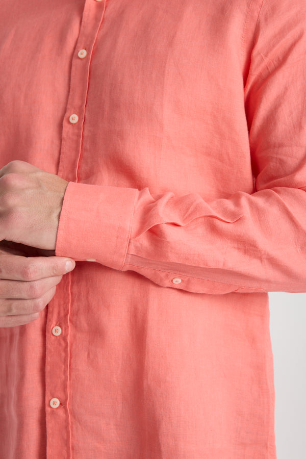 Camisa Hombre Leonardo Essential Lino Rojo