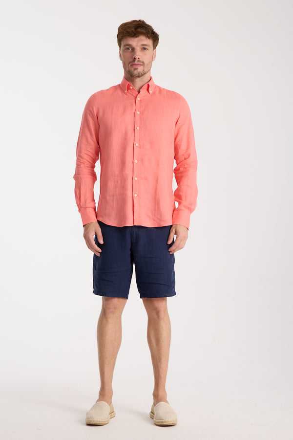 Camisa Hombre Leonardo Essential Lino Rojo