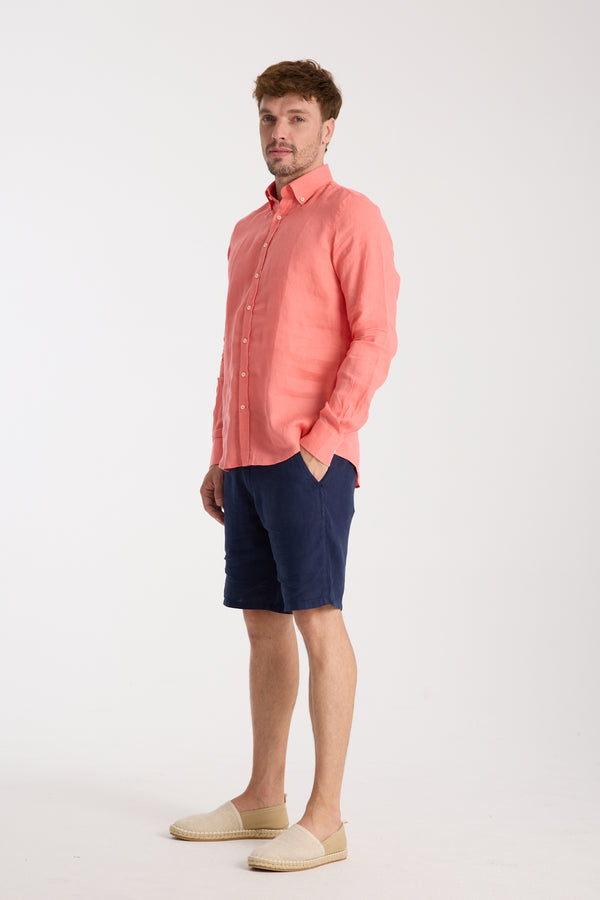 Camisa Hombre Leonardo Essential Lino Rojo