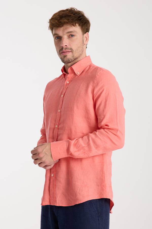 Camisa Hombre Leonardo Essential Lino Rojo
