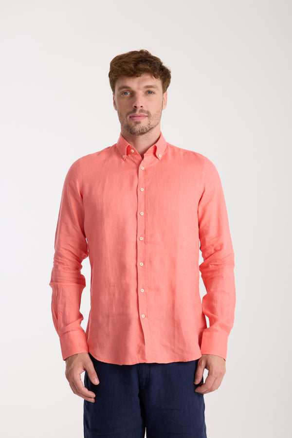 Camisa Hombre Leonardo Essential Lino Rojo