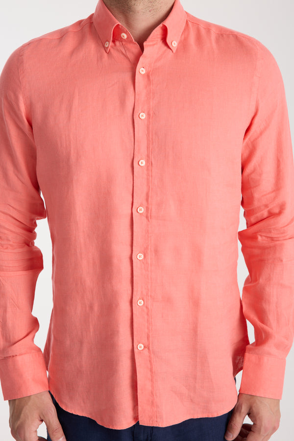 Camisa Hombre Leonardo Essential Lino Rojo