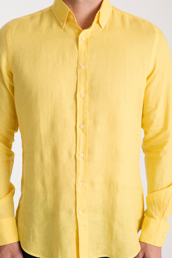 Camicia Uomo Leonardo Essential Lino Giallo