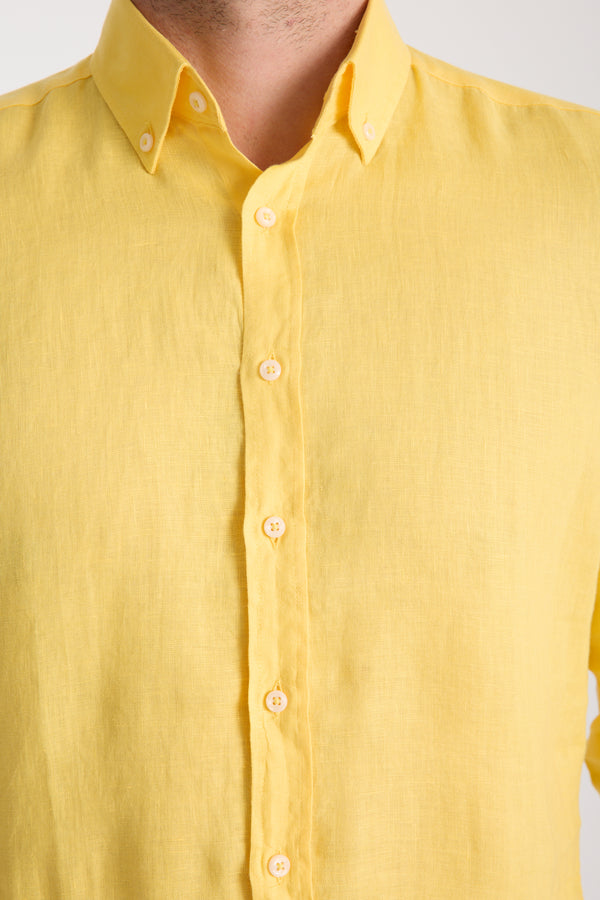 Camicia Uomo Leonardo Essential Lino Giallo