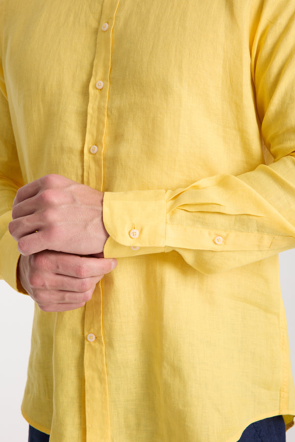 Camicia Uomo Leonardo Essential Lino Giallo