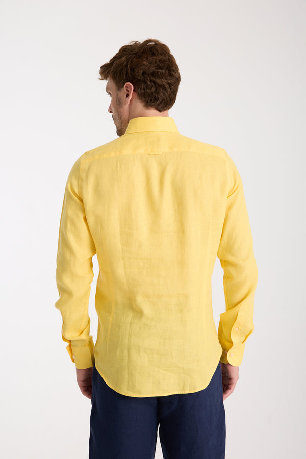 Camicia Uomo Leonardo Essential Lino Giallo
