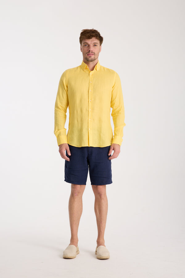 Camicia Uomo Leonardo Essential Lino Giallo