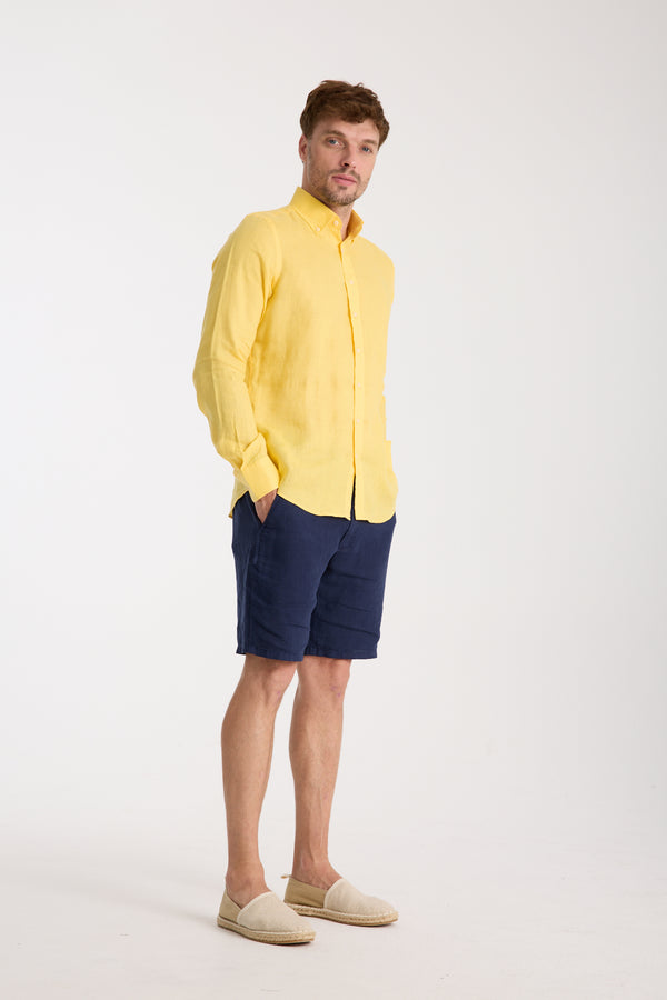 Camicia Uomo Leonardo Essential Lino Giallo