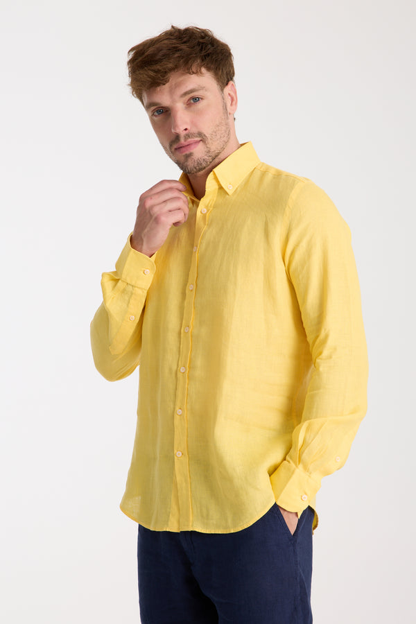 Camicia Uomo Leonardo Essential Lino Giallo