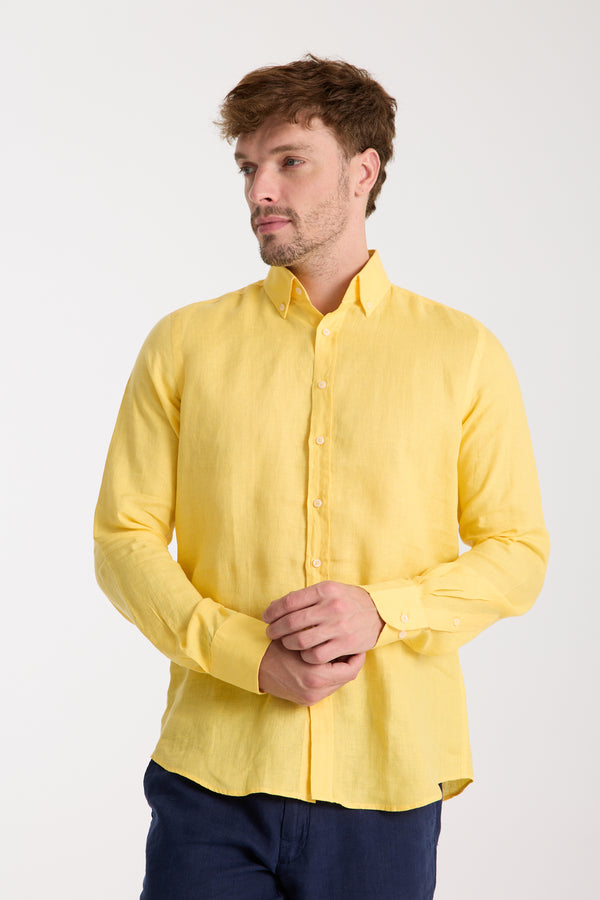 Camicia Uomo Leonardo Essential Lino Giallo