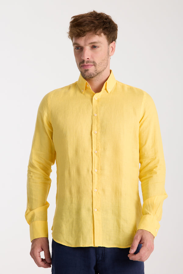 Camicia Uomo Leonardo Essential Lino Giallo