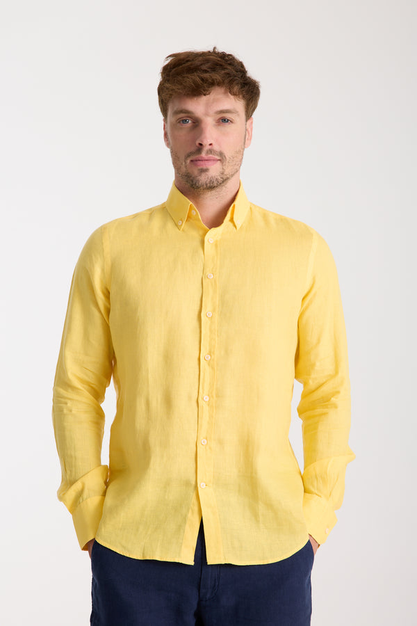 Camicia Uomo Leonardo Essential Lino Giallo