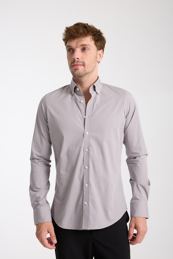 Chemise Homme Leonardo Essential Popelin Stretch Gris clair