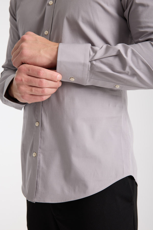 Chemise Homme Leonardo Essential Popelin Stretch Gris clair