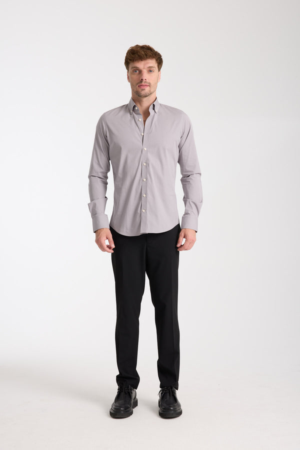 Chemise Homme Leonardo Essential Popelin Stretch Gris clair