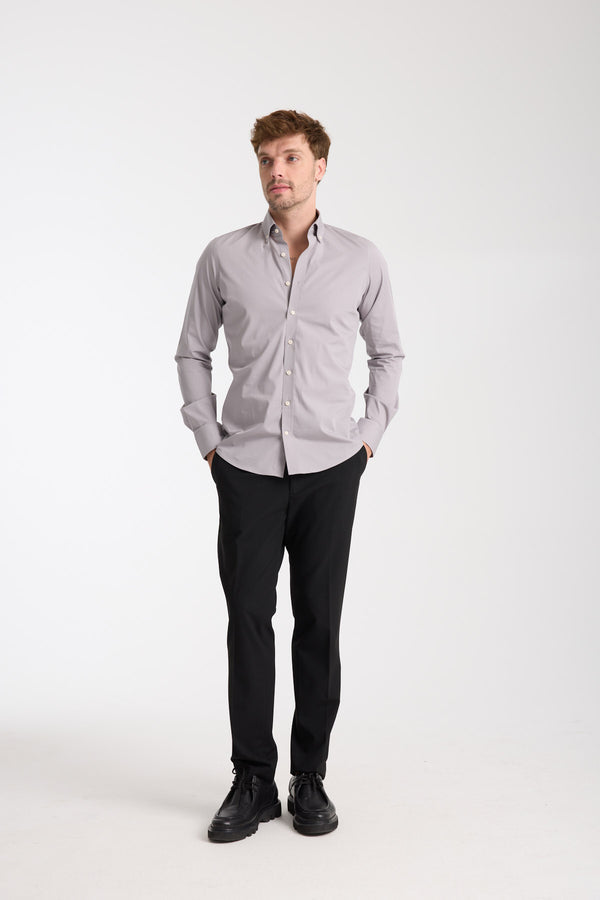 Chemise Homme Leonardo Essential Popelin Stretch Gris clair
