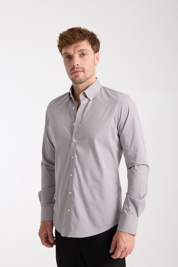 Chemise Homme Leonardo Essential Popelin Stretch Gris clair