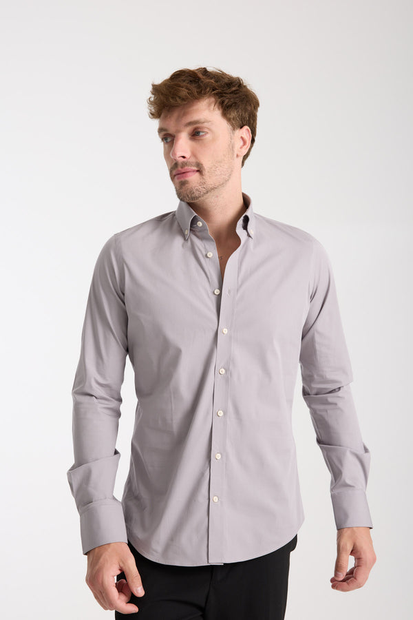 Chemise Homme Leonardo Essential Popelin Stretch Gris clair