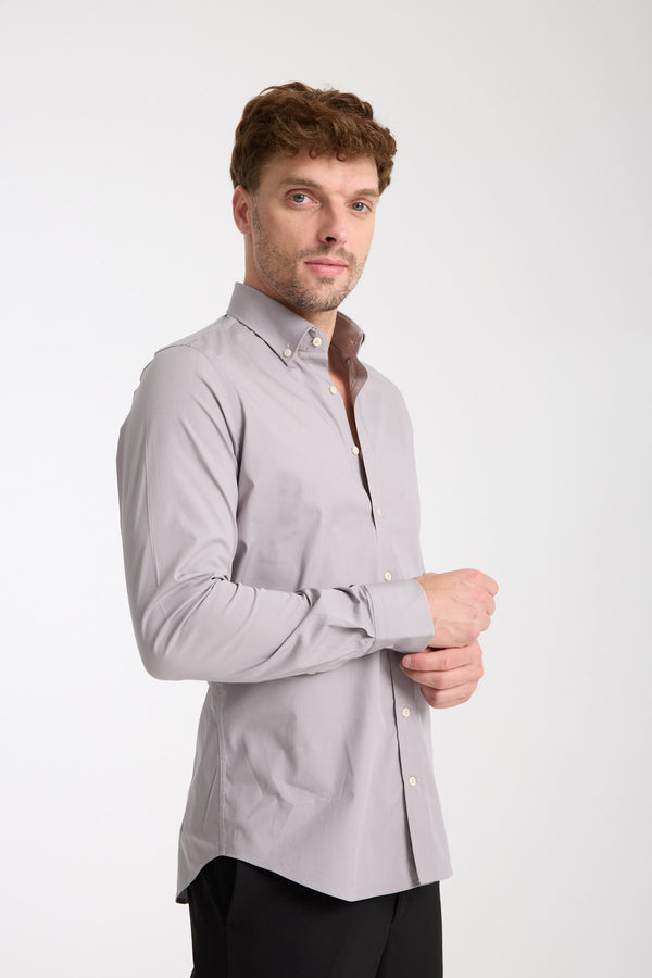 Chemise Homme Leonardo Essential Popelin Stretch Gris clair