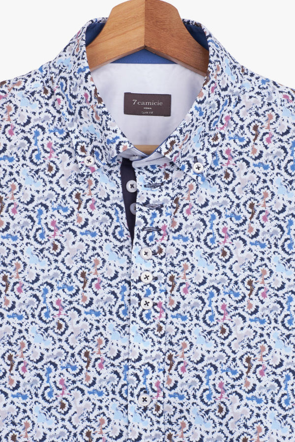 Donatello Iconic Poplin Man Shirt White Blue