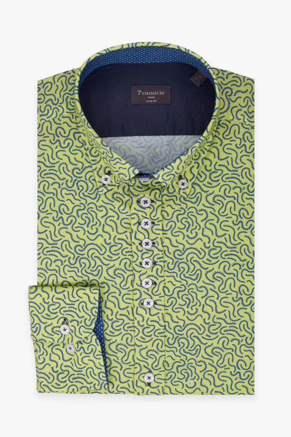 Camicia Uomo Donatello Iconic Popelin Giallo Blu