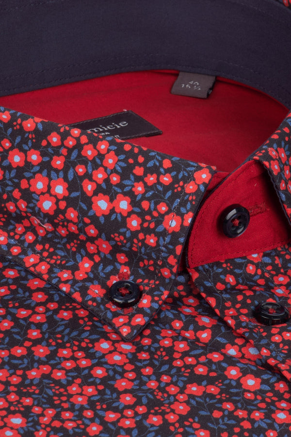 Camisa Hombre Donatello Iconic Popelin Rojo Azul