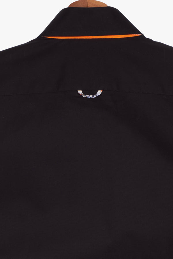 Donatello Iconic Herren Hemd Poplin Stretch Schwarz