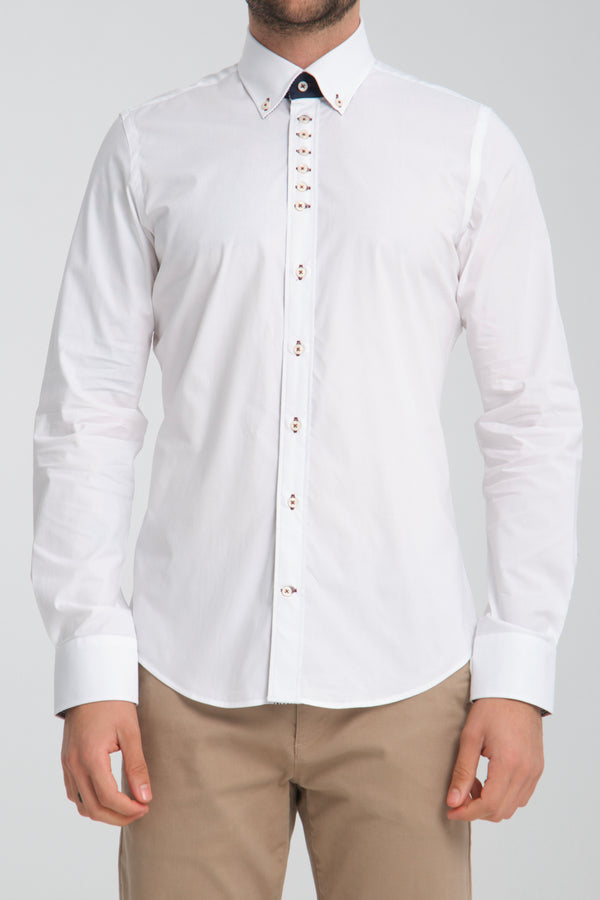 Camicia Uomo Sport Popelin Stretch Bianco