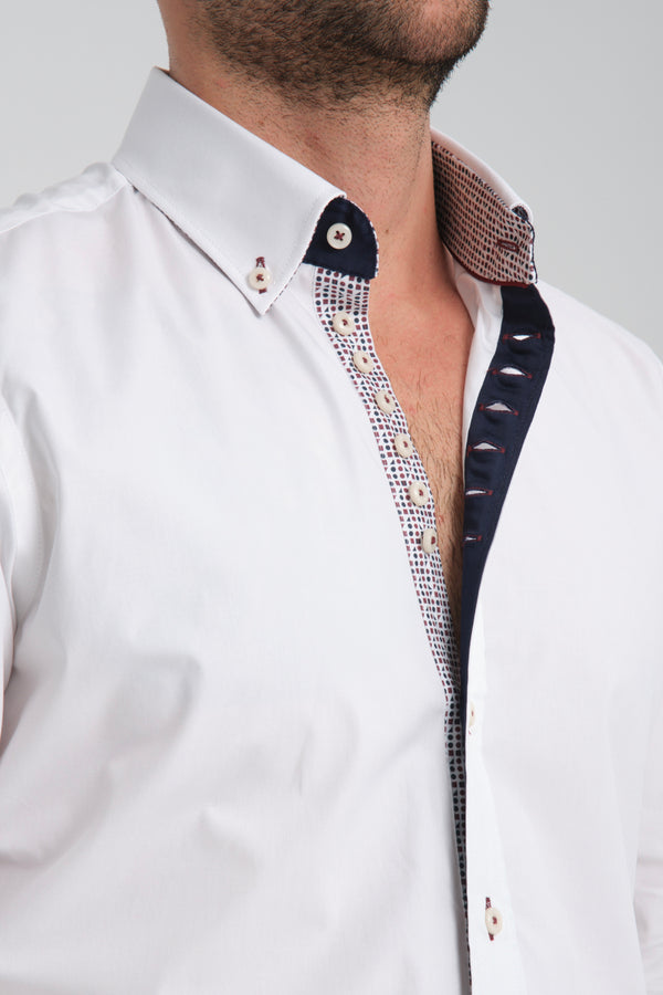 Camicia Uomo Sport Popelin Stretch Bianco