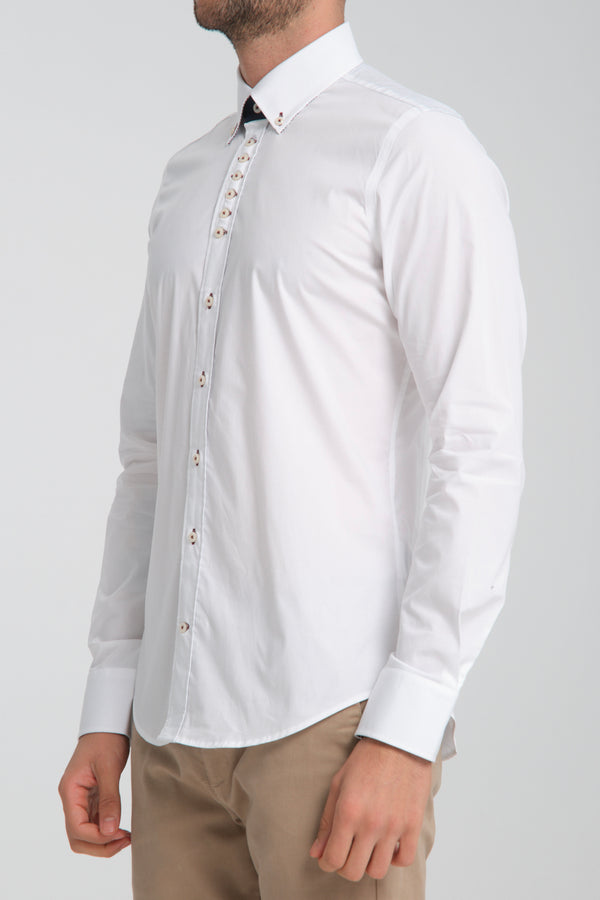 Camicia Uomo Sport Popelin Stretch Bianco